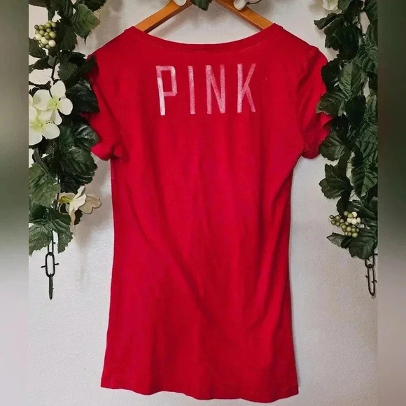 PINK Victoria’s Secret XS Angels Baseball V-Neck Tee | Game Day Graphic Top - Picture 7 of 7